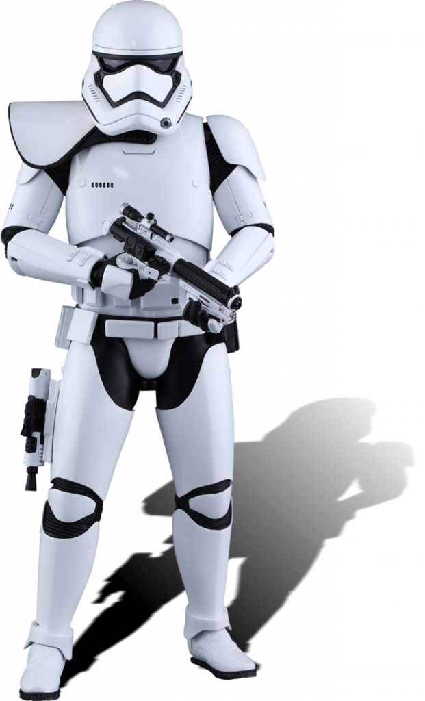 Image of Star Wars Stormtrooper, his shadow cast behind him as he stands in command of your attention.